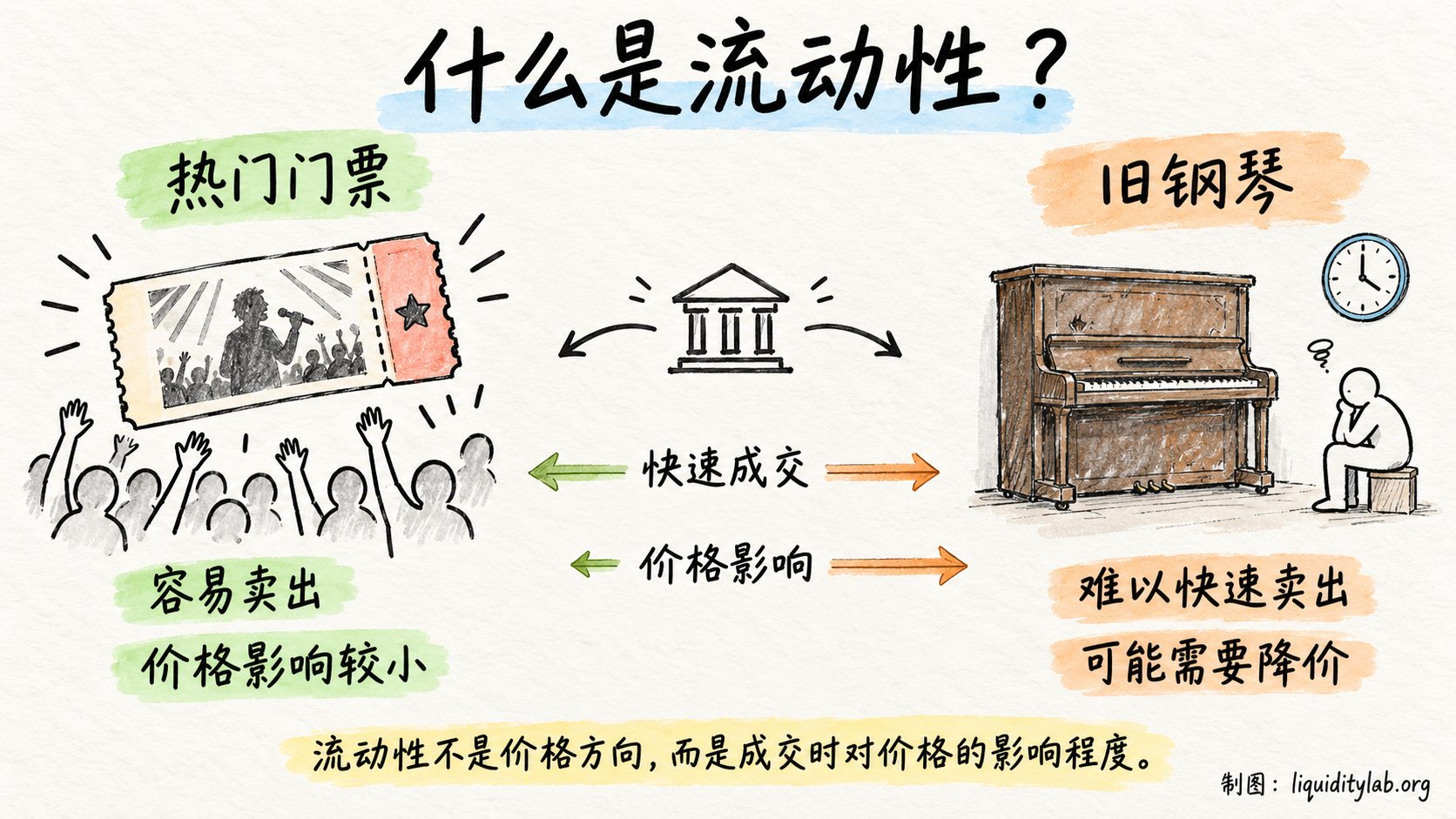 热门门票与旧钢琴代表的高流动性和低流动性