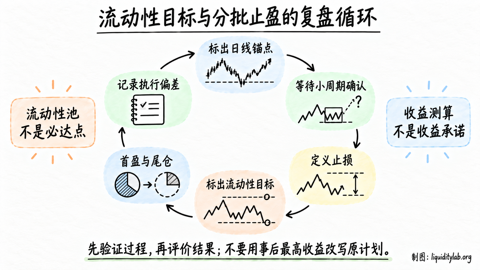 流动性目标与分批止盈的复盘循环