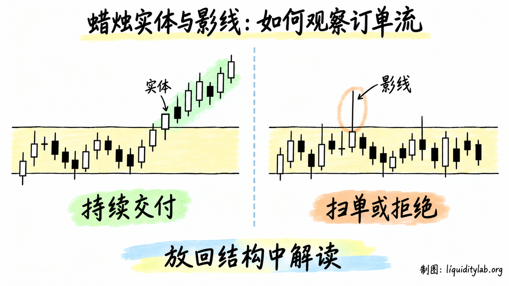 蜡烛实体与影线:如何观察订单流
