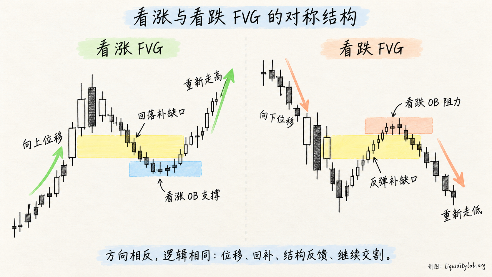 看涨与看跌 FVG 回补的对称结构